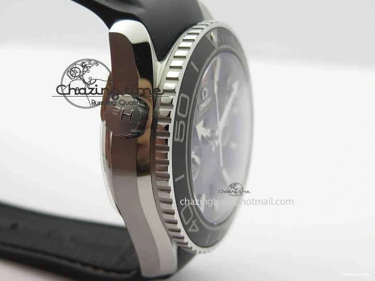 0429 Planet Ocean Master Chrono 45mm SS OM 1:1 Best Edition Black Dial Orange 12 On Rubber Strap A Durable 8169